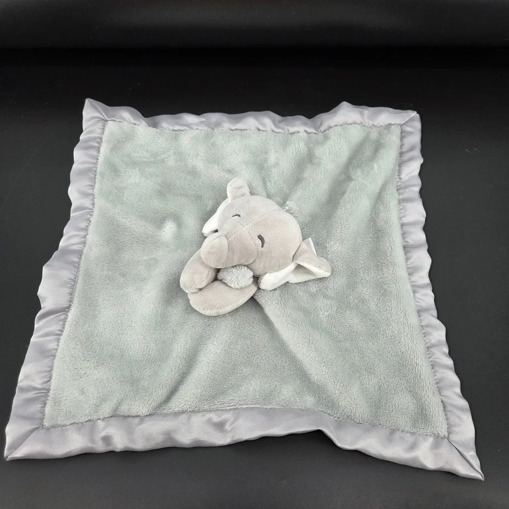 Carters Grey Elephant Plush Security Blanket Satin Trim Lovey 2022 PA8253